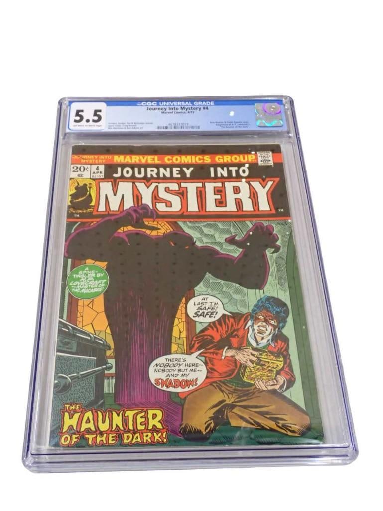 Journey Into Mystery #4 CGC Graded 5.5 Off White to White Pages Marvel Comics 4/73 Comic Book: Journey Into Mystery #4 CGC Graded 5.5 Off White to White Pages Marvel Comics 4/73 Comic Book. Rich Buckler & Frank Giacola cover, Adaptation of H.P. Lovecraft's "The Haunter of the
