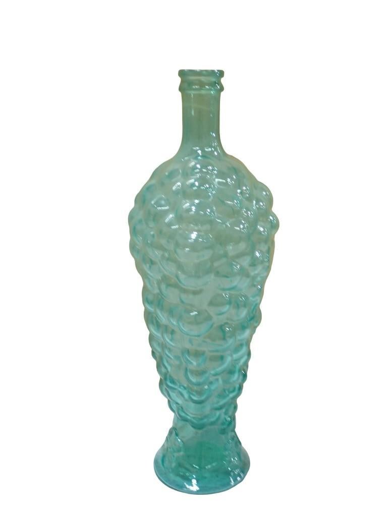 Vintage 22" Grape Cluster Design Glass Aqua Green Color Wine Bottle (1 of 6)