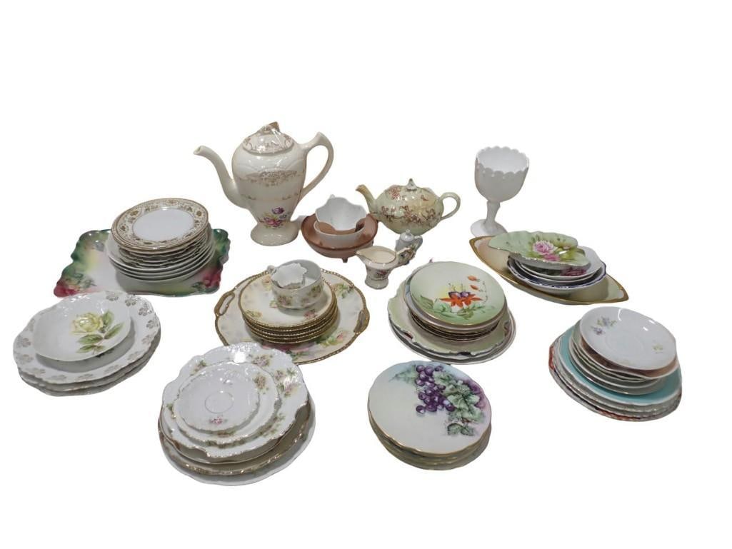 Assorted China etc. Lot including Milk Glass, Frankoma, Hand Painted, Plates, Tea Pots/Creamer, etc. (1 of 16)