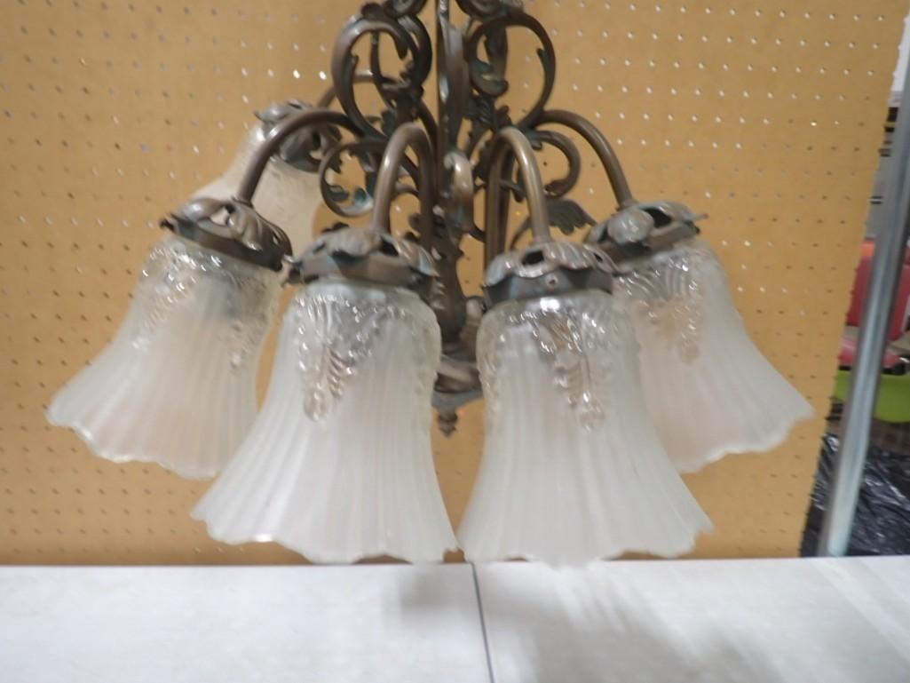 Vintage Brass and Glass Chandelier (1 of 6)