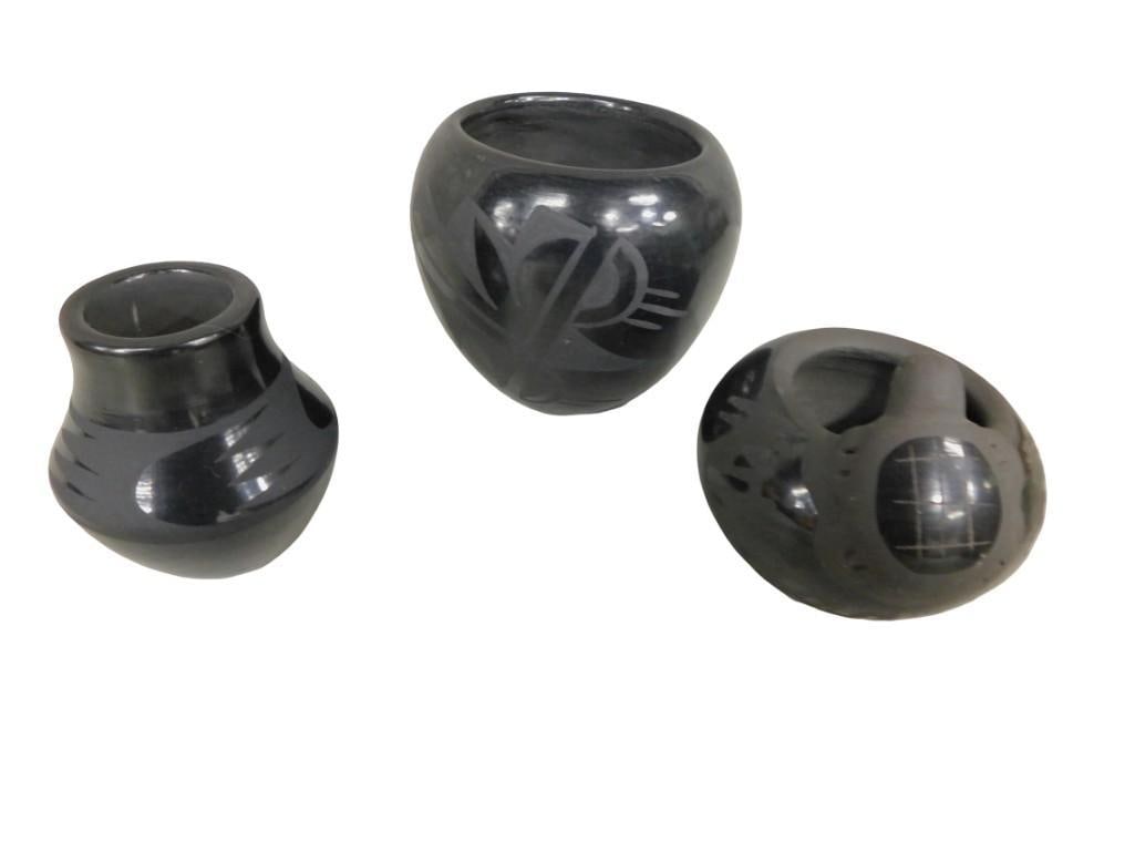 Three Signed Santa Clara Pottery Pieces (1 of 4)