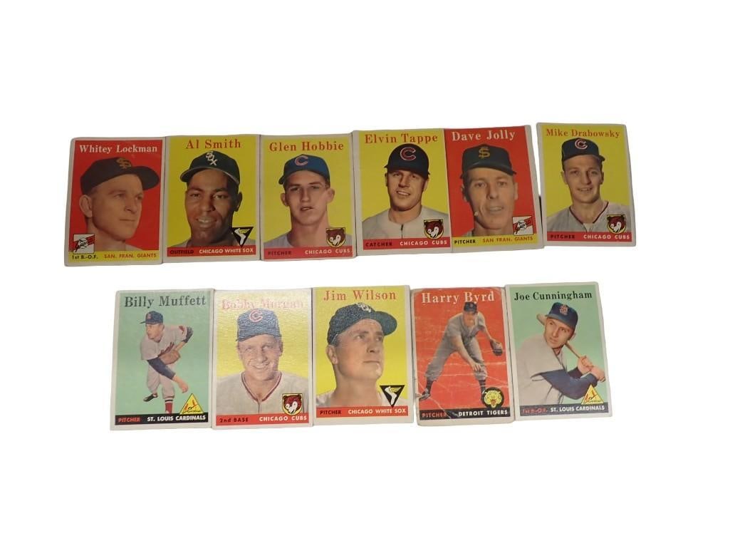 1958 Topps Baseball Cards 11 Total Incl Al Smith, Glen Hobbie, Whitey Lockman, Elvin Tappe, Dave Jol (1 of 2)