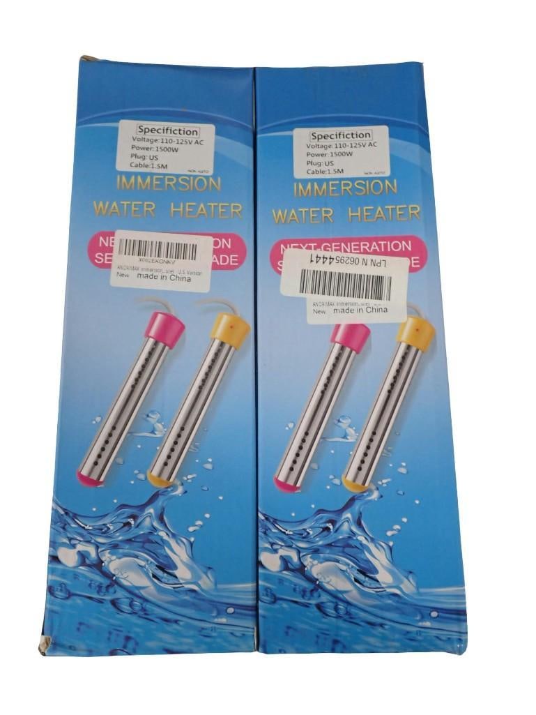 Two New in Package 1500 Watt Immersion Water Heaters: Two New in Package 1500 Watt Immersion Water Heaters All pictures are considered part of the description and should be examined carefully by bidders. Live Auctioneers is now offering Live Shipping thr