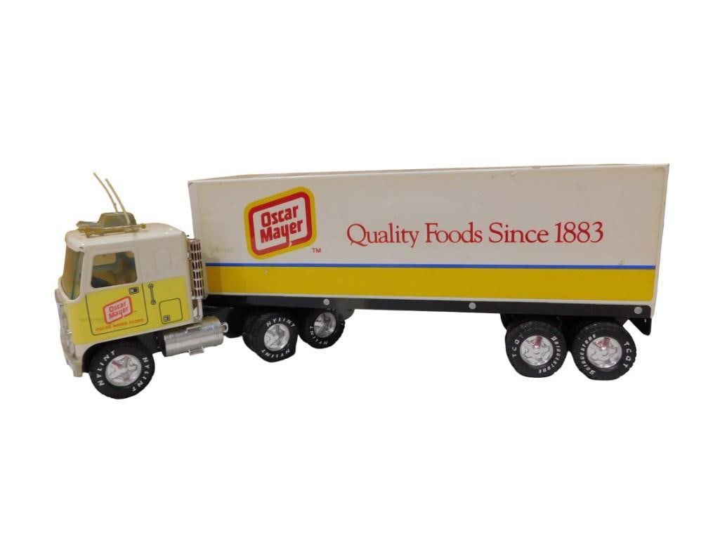 Vintage Nylint Oscar Mayer Semi Truck Toy Pressed Steel Truck: Vintage Nylint Oscar Mayer Semi Truck Toy Pressed Steel Truck All pictures are considered part of the description and should be examined carefully by bidders. Live Auctioneers is now offering Live Shi