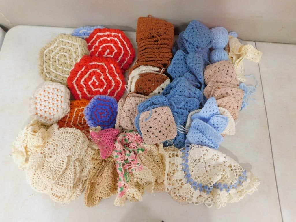 Lot of Crocheted Doilies incl Vintage: Lot of Crocheted Doilies incl Vintage All pictures are considered part of the description and should be examined carefully by bidders. Live Auctioneers is now offering Live Shipping through them. Th