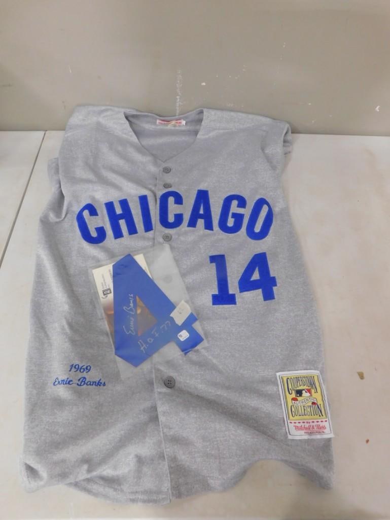 Mitchell & Ness Ernie Banks Chicago Cubs Baseball Jersey with an Ernie Banks Autograph with GAI COA: Mitchell & Ness Ernie Banks Chicago Cubs Baseball Jersey with an Ernie Banks Autograph with GAI COA All pictures are considered part of the description and should be examined carefully by bidders.