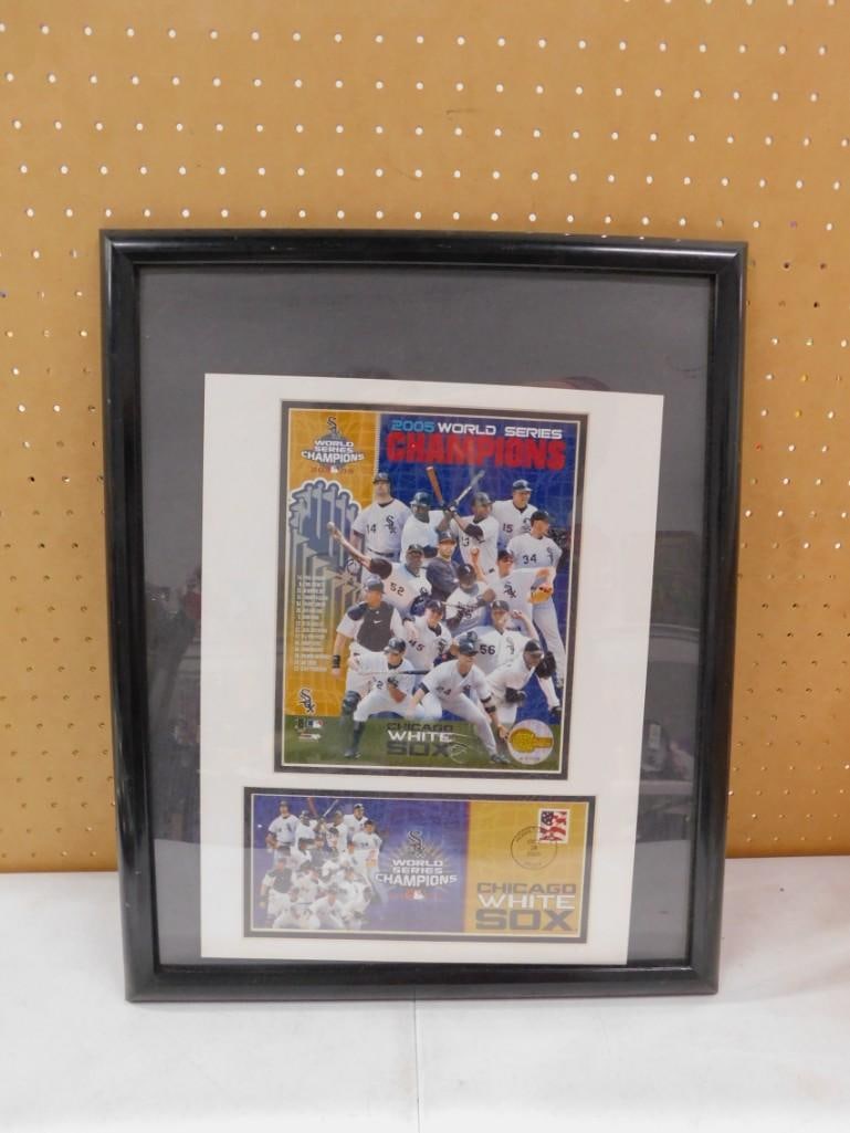 Chicago White Sox 2005 World Series Champions Framed Print and First Day Issue Stamp: Chicago White Sox 2005 World Series Champions Framed Print and First Day Issue Stamp All pictures are considered part of the description and should be examined carefully by bidders. Live Auctioneers i