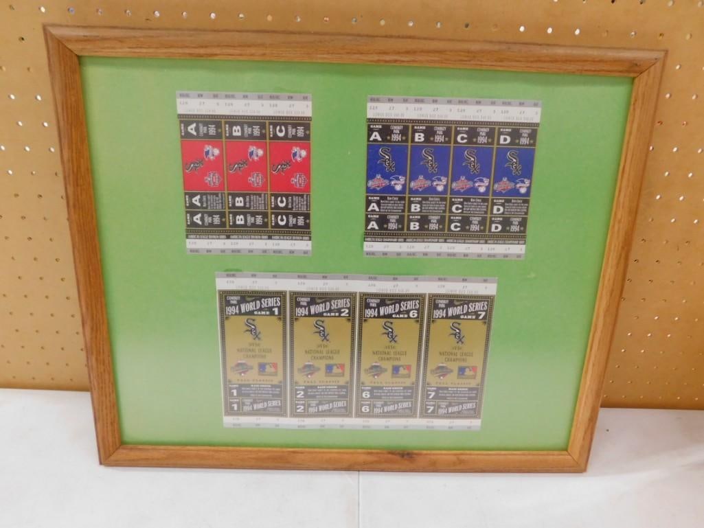 Framed Chicago White Sox Comiskey Park 1994 World Play Off and World Series Tickets: Framed Chicago White Sox Comiskey Park 1994 World Play Off and World Series Tickets All pictures are considered part of the description and should be examined carefully by bidders. Live Auctioneers is