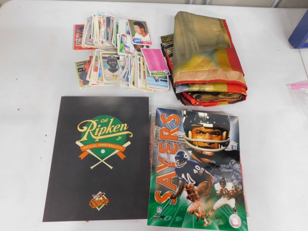 Sports Lot including Vintage Baseball Cards, Gayle Sayers, Cal Ripken Jr, Chicago Bulls, Bears Penna: Sports Lot including Vintage Baseball Cards, Gayle Sayers, Cal Ripken Jr, Chicago Bulls, Bears Pennant, Stoli Vodka Banner, etc. All pictures are considered part of the description and should be exami