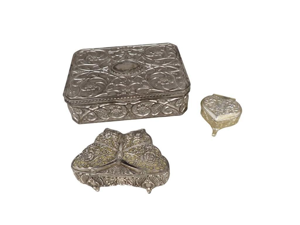 3 Vintage Metal Ornate Music / Trinket / Jewelry Boxes 1960's - 70's Japan (1 of 9)