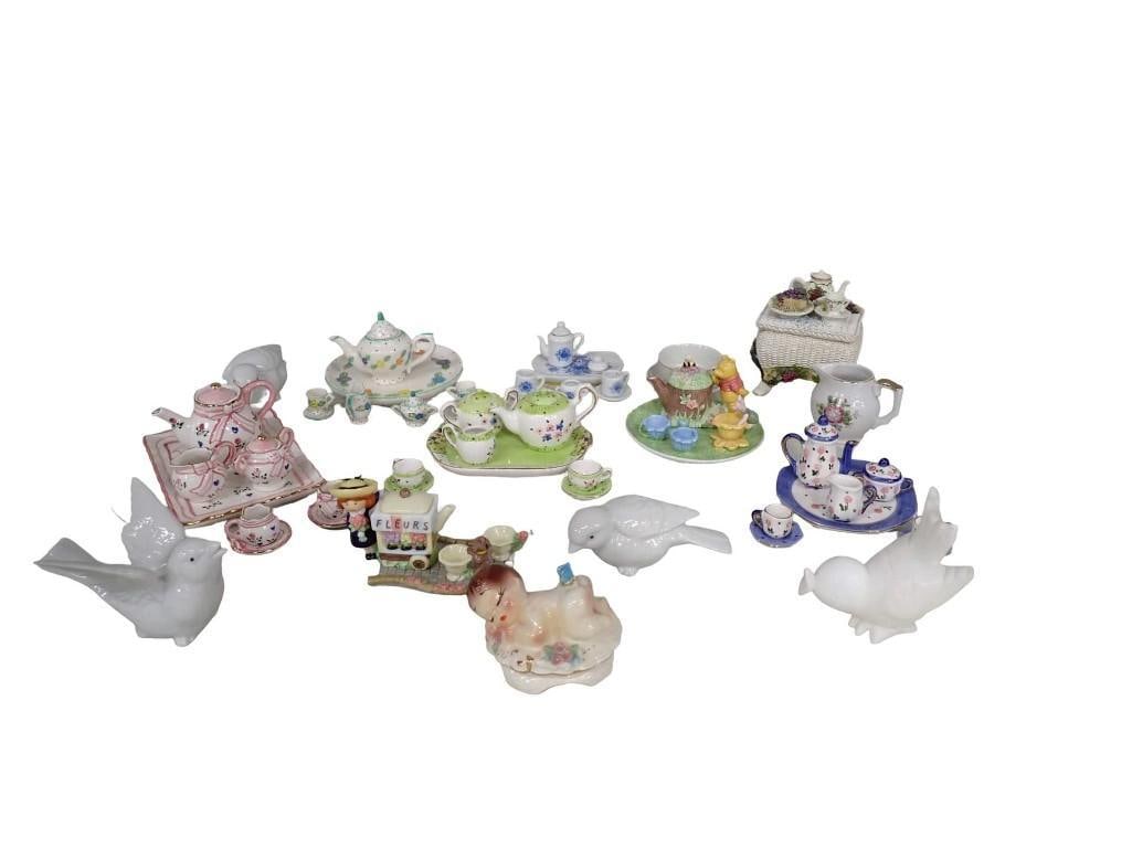 Dollhouse Miniature Porcelain Tea Sets, Figures, Etc (1 of 11)