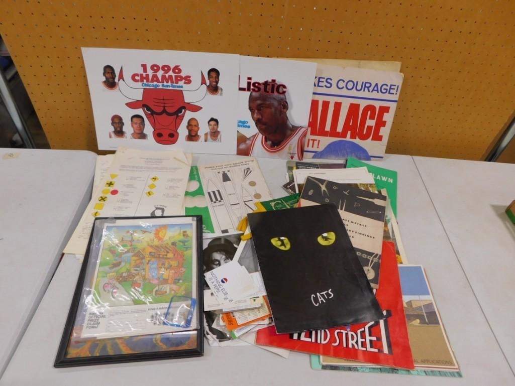 Lot including, Ephemera, Advertising, Chicago Bulls Tribune Promo, Egg Carton Rocket: Lot including, Ephemera, Advertising, Chicago Bulls Tribune Promo, Egg Carton Rocket All pictures are considered part of the description and should be examined carefully by bidders. Live Auctioneers i