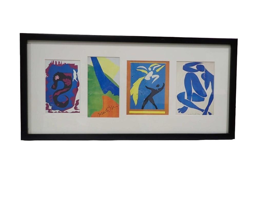 4 Henri Matisse Prints Framed and Matted in 1 Frame 27.5" x 13" (1 of 6)