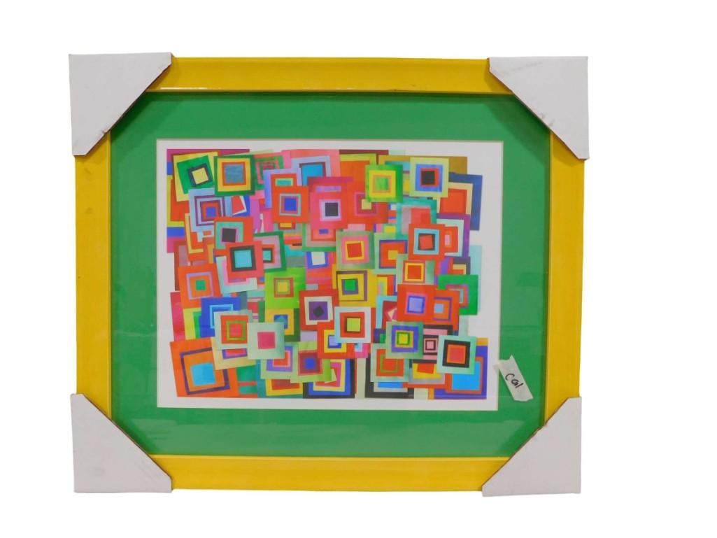 Framed Abstract Print 20" x 17": Framed Abstract Print 20" x 17" All pictures are considered part of the description and should be examined carefully by bidders. Live Auctioneers is now offering Live Shipping through them. Th