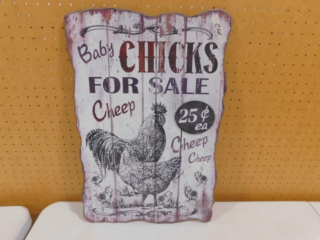 Baby Chicks for Sale Wall Hanging 23" x 15": Baby Chicks for Sale Wall Hanging 23" x 15" All pictures are considered part of the description and should be examined carefully by bidders. Live Auctioneers is now offering Live Shipping thro