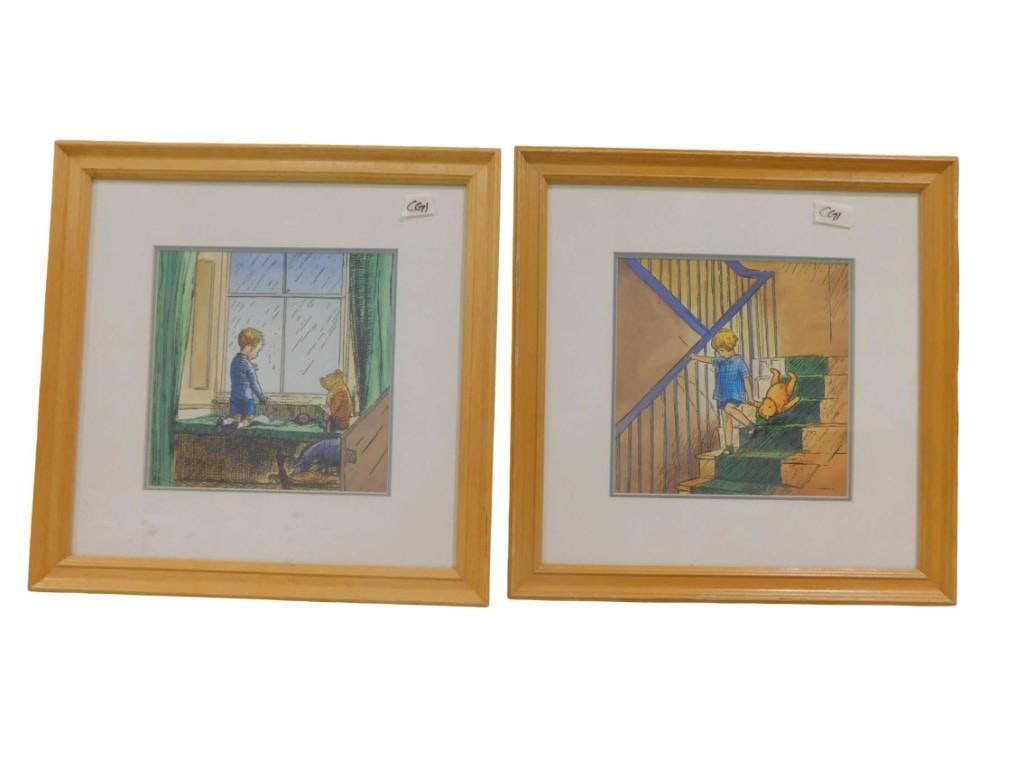 2 Classic Winnie the Pooh Prints E.H. Shepard and Disney 15" x 15" (1 of 6)