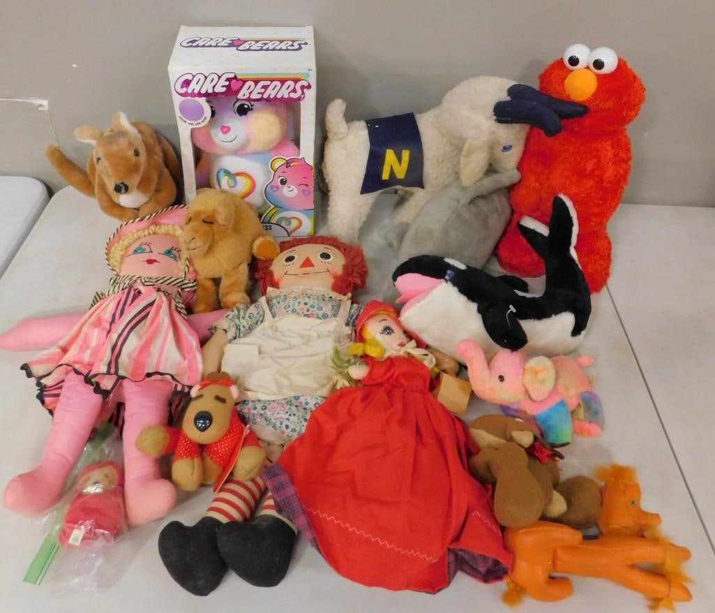 Toy Lot including Care Bears, Sesame Street, Raggedy Ann, Plush, etc. (1 of 6)