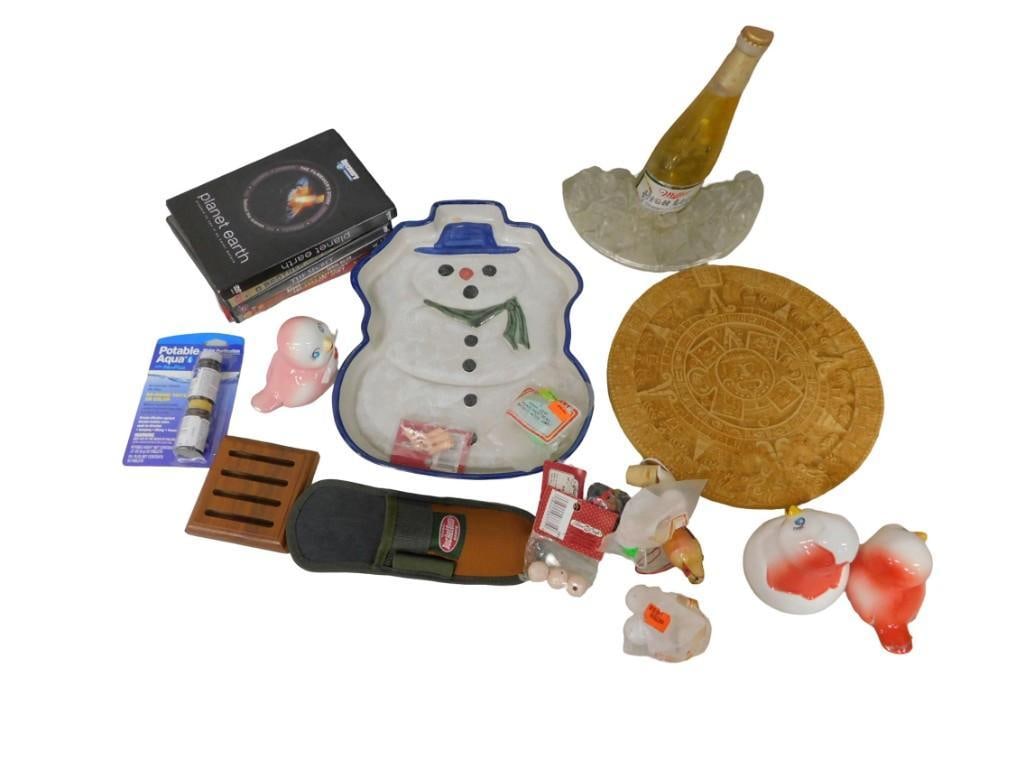 Misc. Lot including Snowman Tray, DVDs including Planet Earth, Collectibles, Miller High Life, etc.: Misc. Lot including Snowman Tray, DVDs including Planet Earth, Collectibles, Miller High Life, etc. All pictures are considered part of the description and should be examined carefully by bidders. Liv