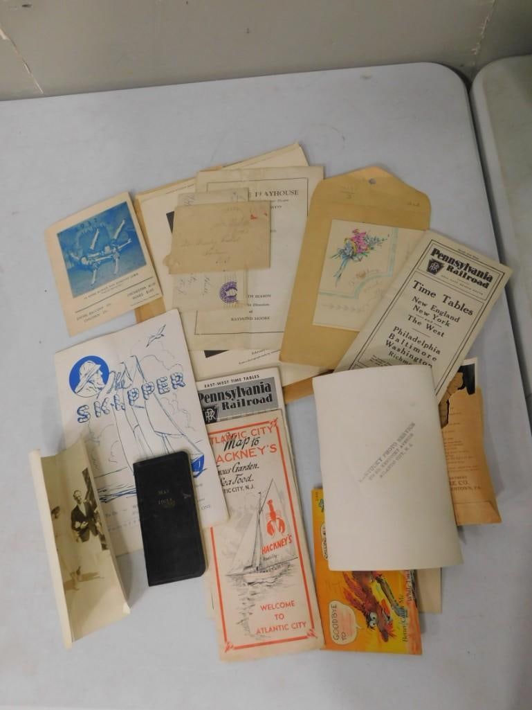 Ephemera Lot including Railroad Time Tables, Atlantic City, Vintage, Playhouse Info, etc. (1 of 4)