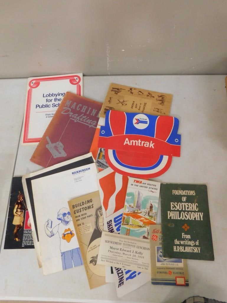 Ephemera Lot including Vintage, Amtrak, TWA, Philosophy, General Electric, Machine Drafting, etc. (1 of 5)