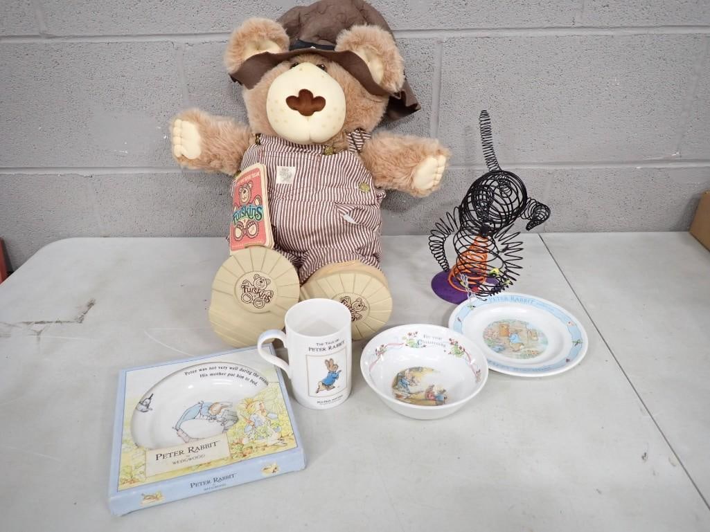 Vintage 1980s Furskins Bear Xavier Roberts with Original Tag Wedgwood Beatrix Potter Peter Rabbit Di (1 of 6)