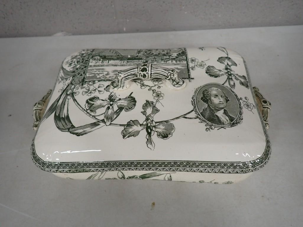 Antique M B & Co The World Porcelain Serving Dish with Lid: Antique M B & Co The World Porcelain Serving Dish with Lid All pictures are considered part of the description and should be examined carefully by bidders. Live Auctioneers is now offering Live