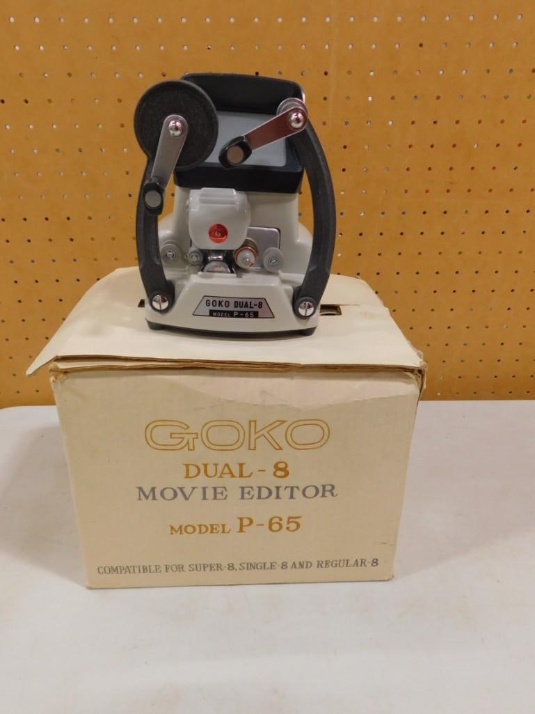 Goko Dual-8 Model P-65 Movie Projector with Box: Goko Dual-8 Model P-65 Movie Projector with Box All pictures are considered part of the description and should be examined carefully by bidders. Live Auctioneers is now offering Live Shipping