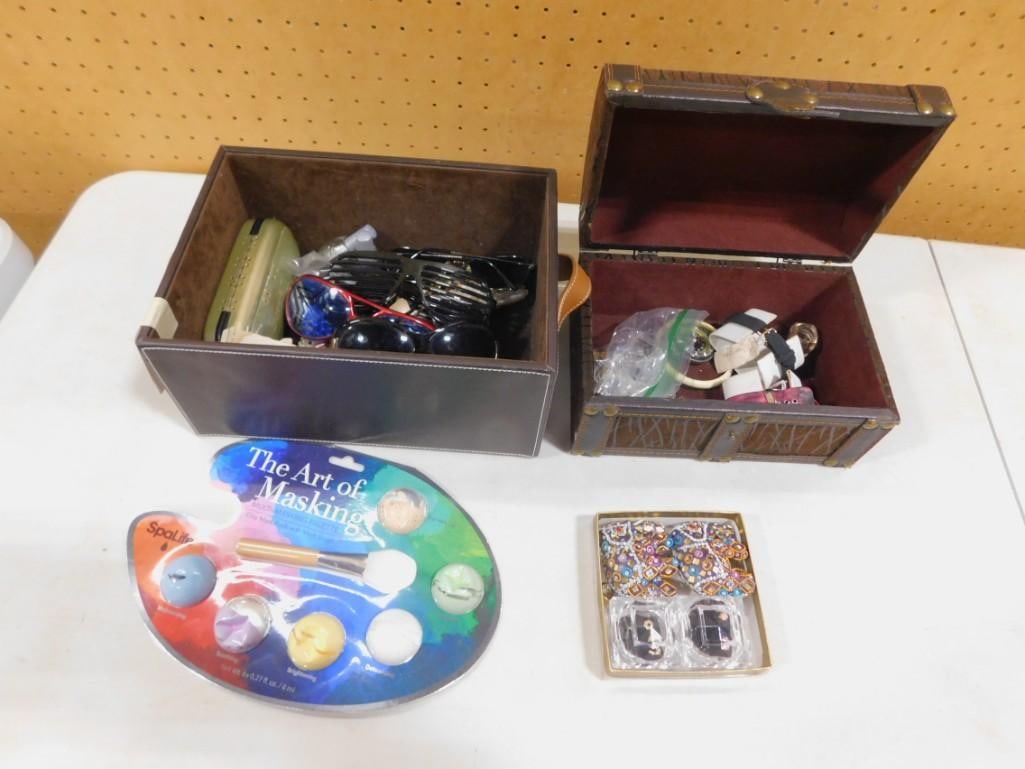 Misc. Lot including Sunglasses, Costume Jewelry, Art of Masking Makeup, etc. (1 of 5)