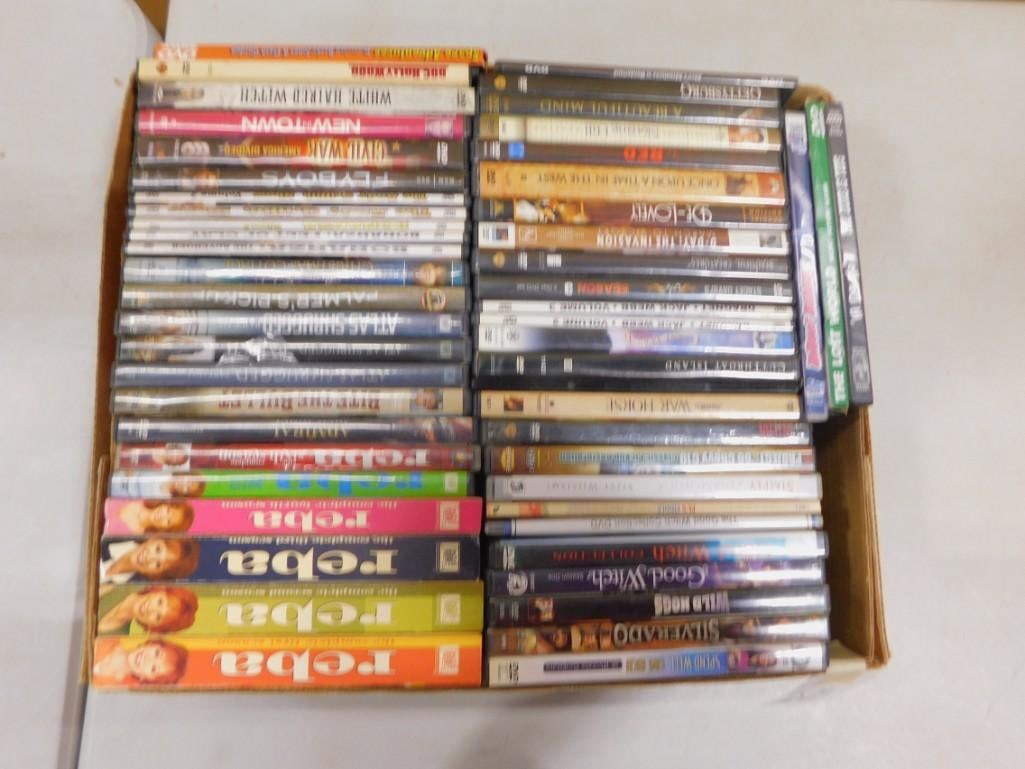 DVD Lot including Reba, Bonanza, Atlas Shrugged, Bite the Bullet, New to Town, Civil War,: DVD Lot including Reba, Bonanza, Atlas Shrugged, Bite the Bullet, New to Town, Civil War, Beautiful Mind, War Horse, etc. All pictures are considered part of the description and should be examined car
