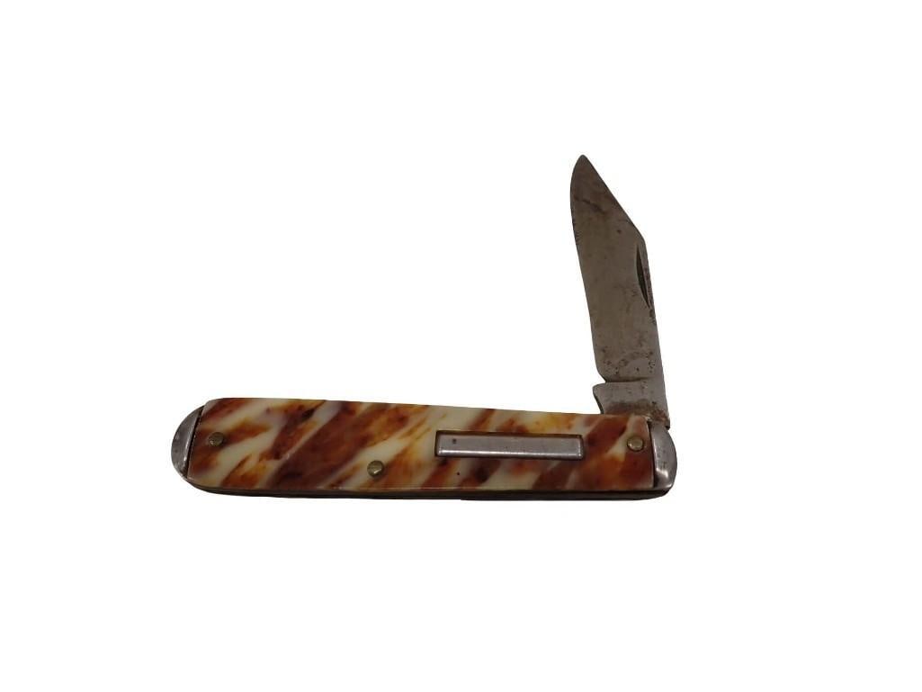 Single Blade Pocket Knife Unknown Brand: Single Blade Pocket Knife Unknown Brand All pictures are considered part of the description and should be examined carefully by bidders. Live Auctioneers is now offering Live Shipping through them.