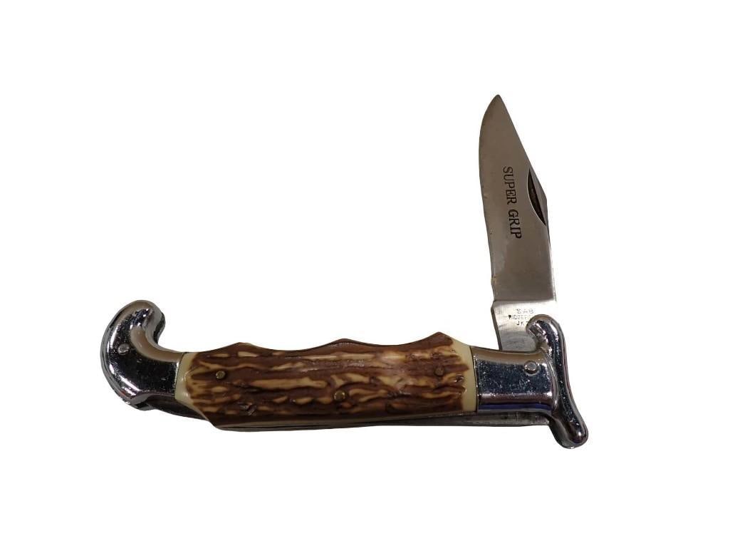 SAB JK240 Single Blade Lockback Knife: SAB JK240 Single Blade Lockback Knife All pictures are considered part of the description and should be examined carefully by bidders. Live Auctioneers is now offering Live Shipping through them. Th