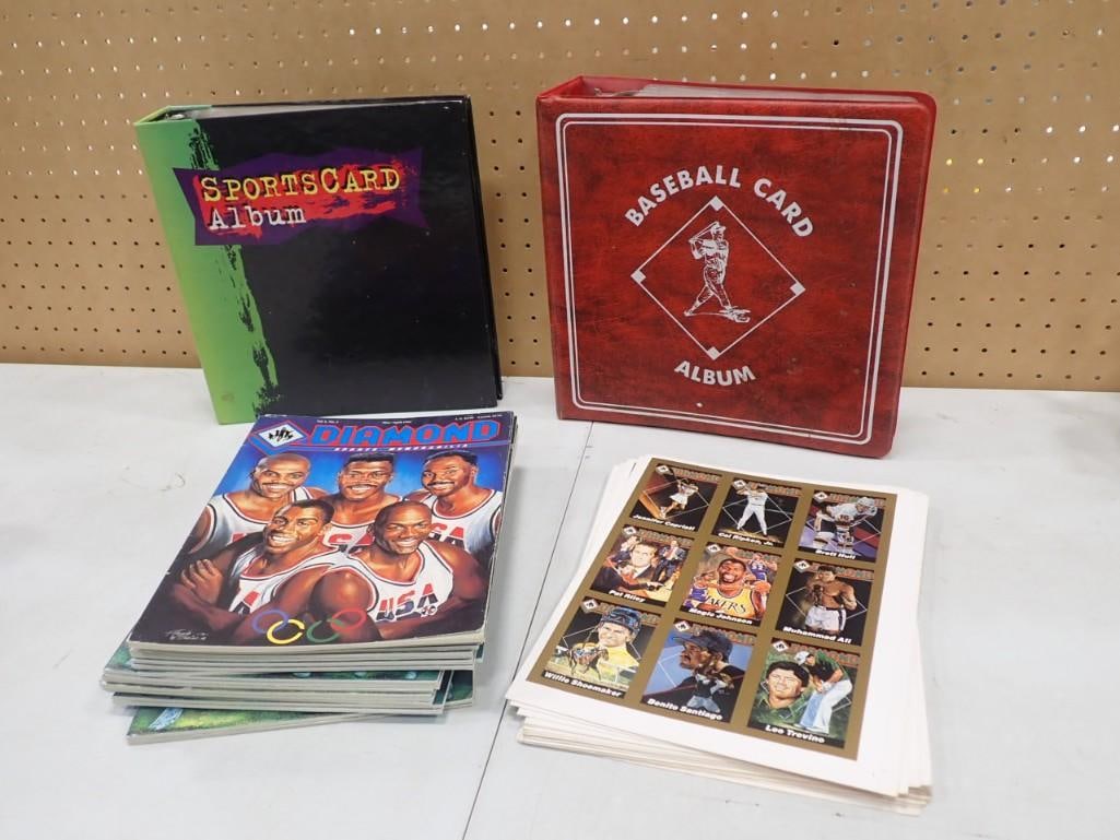 Lot of Sports Magazines and Sheets of Uncut Sports Cards plus Football Cards, Baseball Cards, Etc: Lot of Sports Magazines and Sheets of Uncut Sports Cards plus football cards, baseball cards, etc All pictures are considered part of the description and should be examined carefully by bidders. Liv