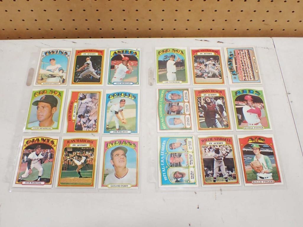 1972 Topps Baseball Cards Stars of the Day 18 Cards Total incl Yastrzemsky, Bench, Stargell, Morgan,: 1972 Topps Baseball Cards Stars of the Day 18 Cards Total incl Yastrzemsky, Bench, Stargell, Morgan, Killebrew, Aparicio, Perry, Marichal, Palmer. All Hall of Fame. Nice clean c