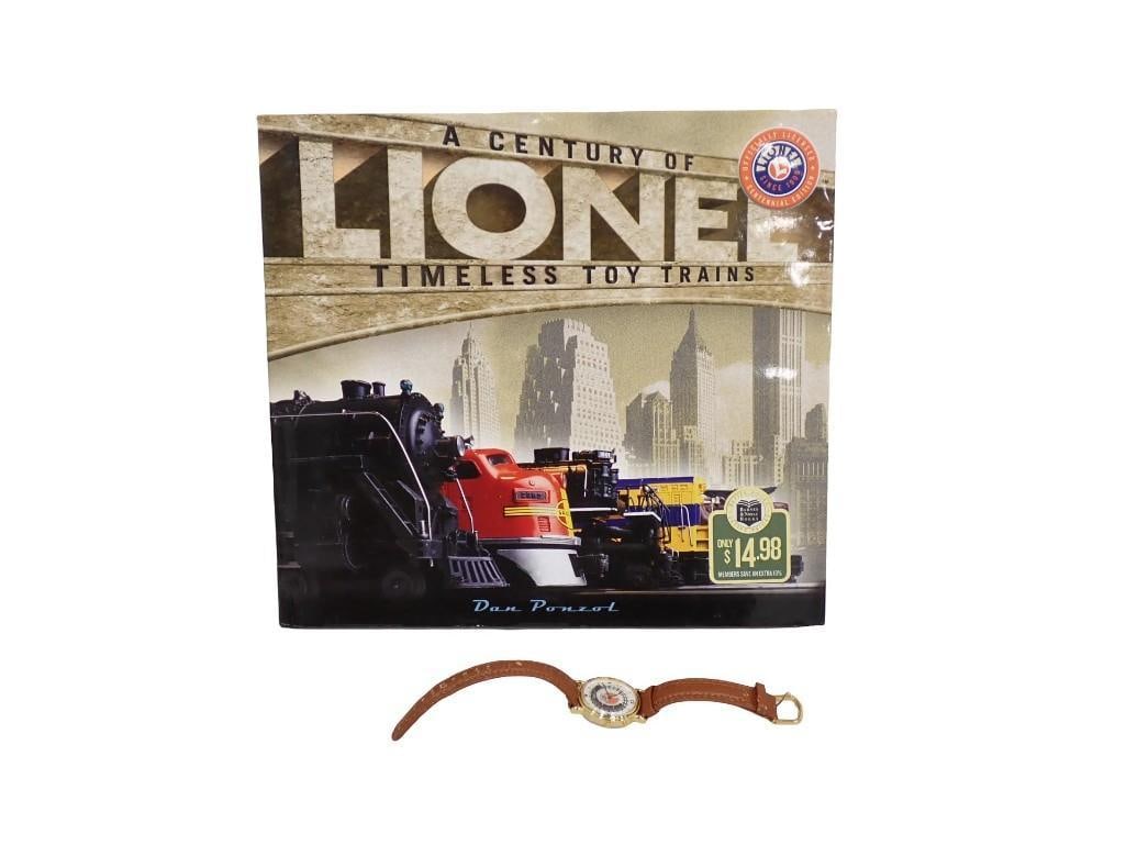 Lionel Train Book and a Lionel Watch: Lionel Train Book and a Lionel Watch All pictures are considered part of the description and should be examined carefully by bidders. Live Auctioneers is now offering Live Shipping through them. Thi