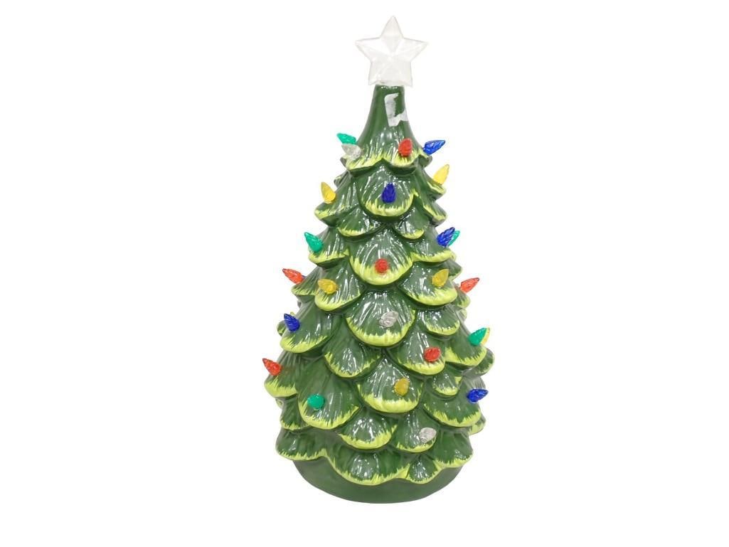 Ceramic Light Up Christmas Tree: Ceramic Light Up Christmas Tree - No light socket All pictures are considered part of the description and should be examined carefully by bidders. Live Auctioneers is now offering Live Shipping thro