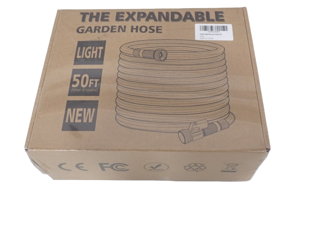 The Expandable Garden Hose 50 ft New in Box: The Expandable Garden Hose 50 ft New in Box All pictures are considered part of the description and should be examined carefully by bidders. Live Auctioneers is now offering Live Shipping through them
