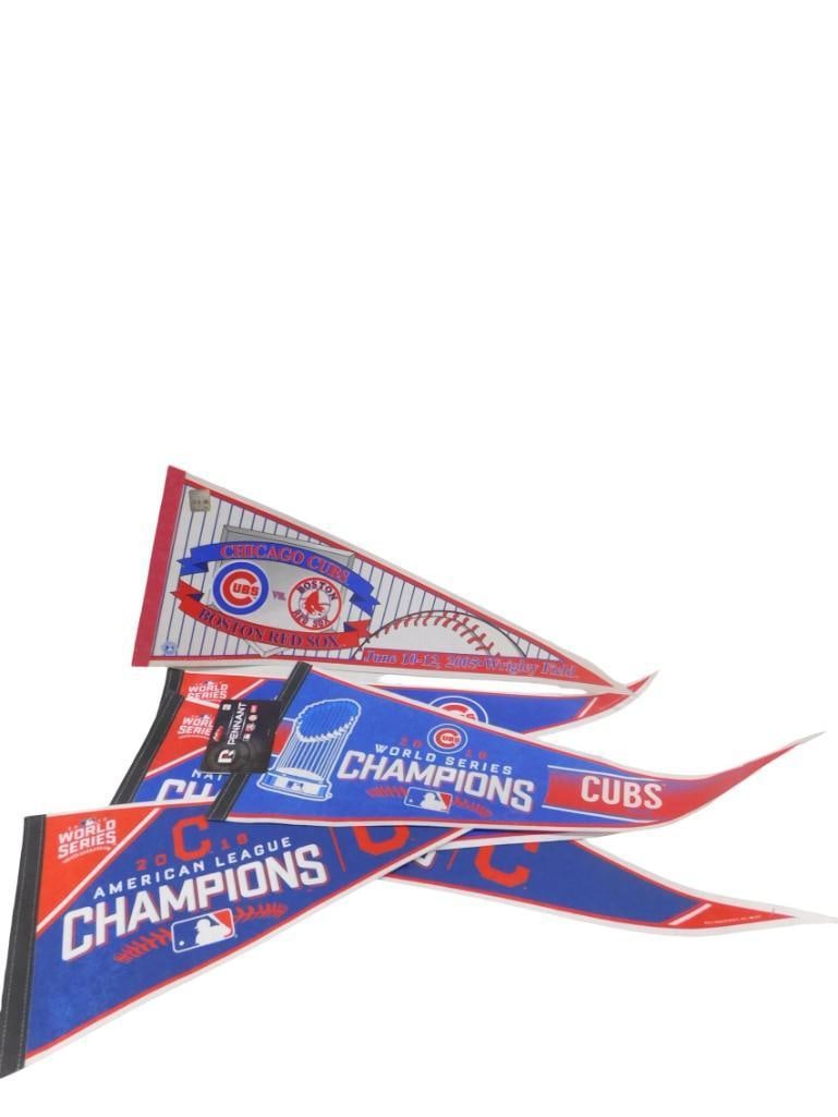 5 Chicago Cubs Felt Pennants incl 2016 World Series Champions, 3 2016 American League Champions,: 5 Chicago Cubs Felt Pennants incl 2016 World Series Champions, 3 2016 American League Champions, 2005 Chicago Cubs vs Boston Red Sox All pictures are considered part of the description and should be