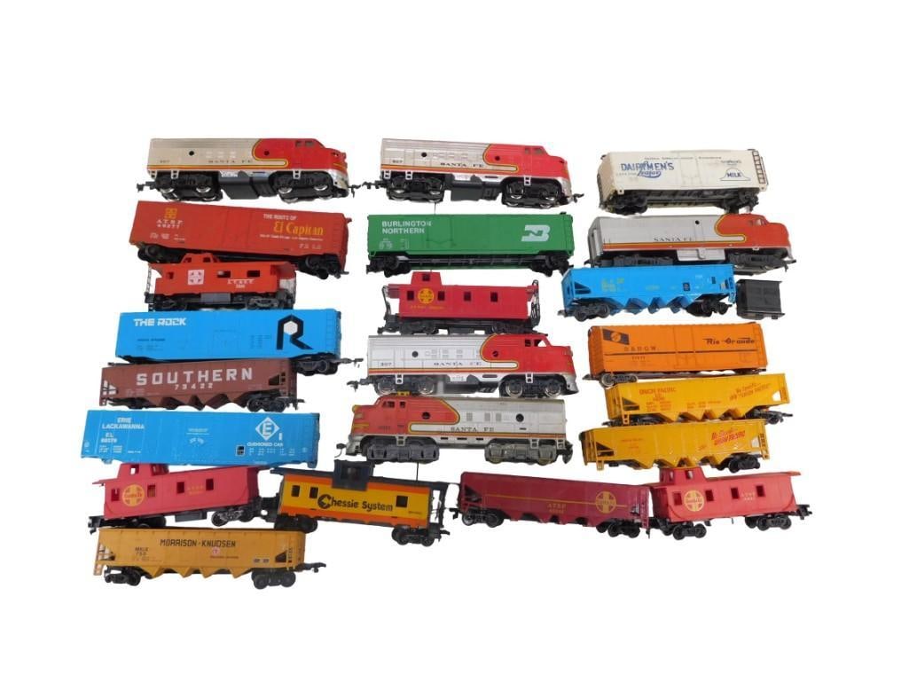 Lot of Model Railroad Train Cars incl Lionel Santa Fe Locomotives, Chessie System, Dairymen's League: Lot of Model Railroad Train Cars incl Lionel Santa Fe Locomotives, Chessie System, Dairymen's League, etc All pictures are considered part of the description and should be examined carefully by