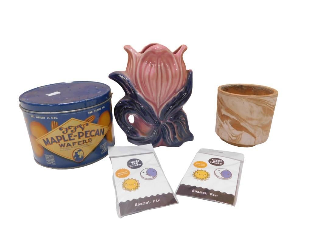 Collectibles incl Vintage Ceramic Tulip TV Lamp, C. Ronley Plant Pot, etc: Collectibles incl Vintage Ceramic Tulip TV Lamp, C. Ronley Plant Pot, etc Condition: there is no light socket in the TV lamp All pictures are considered part of the description and should