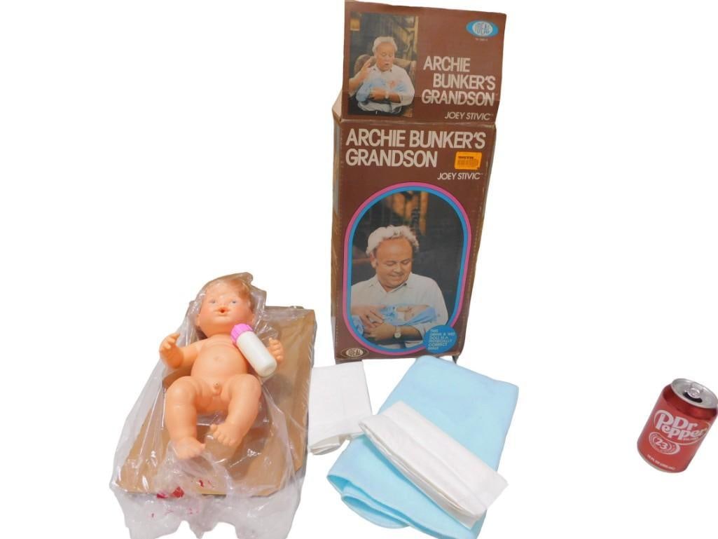 Vintage Archie Bunker's Grandson Joey Stivic Doll by Ideal in Original Box: Vintage Archie Bunker's Grandson Joey Stivic Doll by Ideal in Original Box All pictures are considered part of the description and should be examined carefully by bidders. Live Auctioneers is no