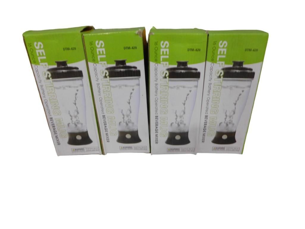 4 Self Stirring Mugs Battery Operated Beverage Mixers New in Box: 4 Self Stirring Mugs Battery Operated Beverage Mixers New in Box All pictures are considered part of the description and should be examined carefully by bidders. Live Auctioneers is now offering Liv