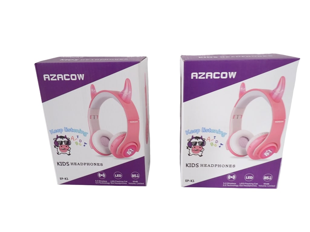 2 Sets of Azacow Kid's Bluetooth Headphones - in Black New in Boxes: 2 Sets of Azacow Kid's Bluetooth Headphones - in Black New in Boxes All pictures are considered part of the description and should be examined carefully by bidders. Live Auctioneers is now off