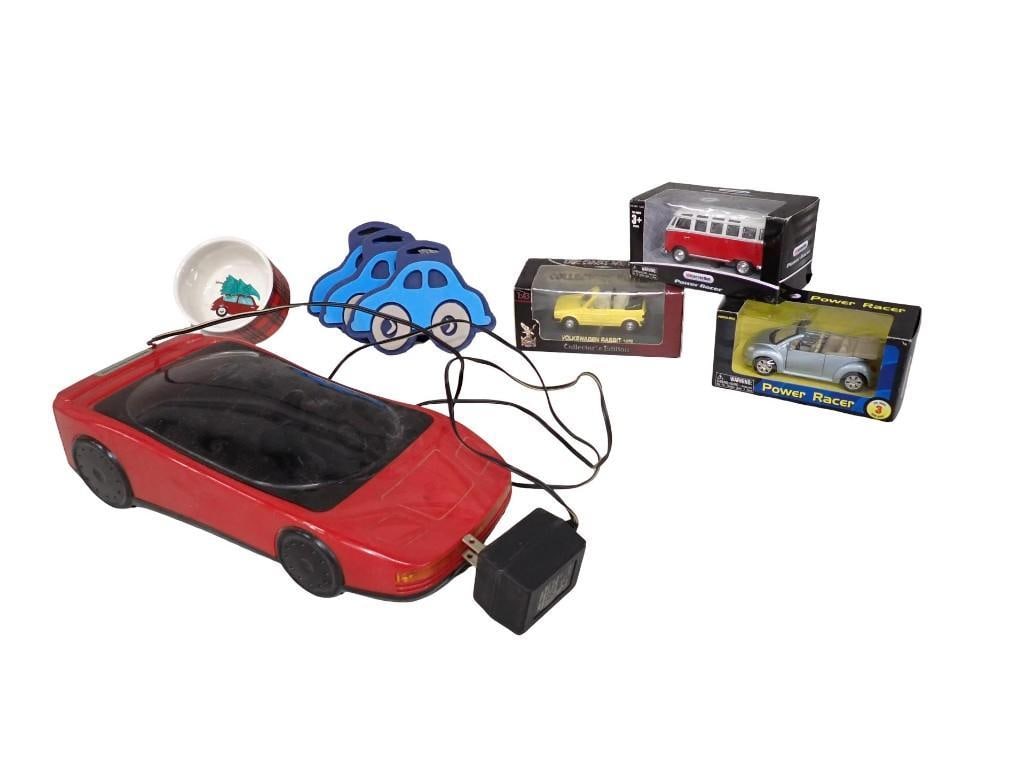 Lot of Model Vehicles and Toys incl Kid Connection Power Racer Volkswagen Bus, Road Signature Die Ca: Lot of Model Vehicles and Toys incl Kid Connection Power Racer Volkswagen Bus, Road Signature Die Cast Model of a 1978 Volkswagen Rabbit, Kid Connection Power Racer Volkswagen Beetle Convertible, etc 
