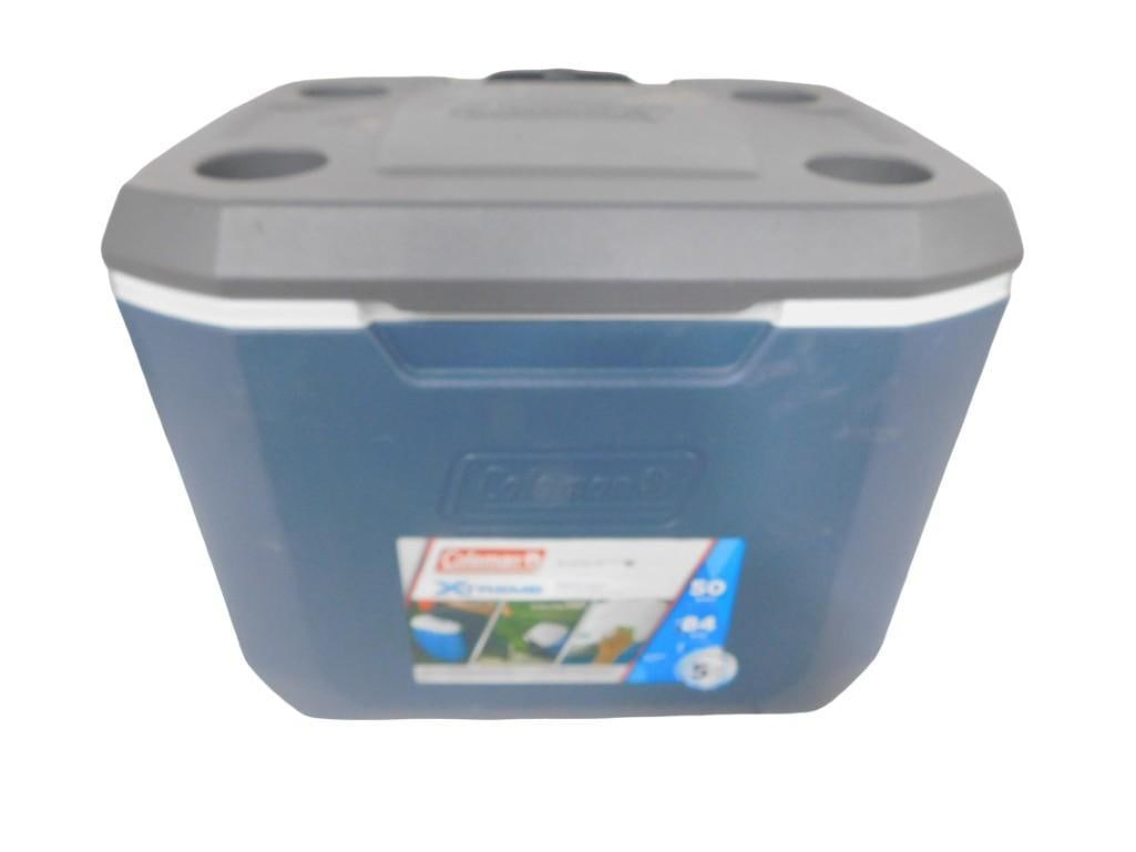 Coleman Xtreme 50 Quart Wheeled Cooler: Coleman Xtreme 50 Quart Wheeled Cooler All pictures are considered part of the description and should be examined carefully by bidders. Live Auctioneers is now offering Live Shipping through them. Thi