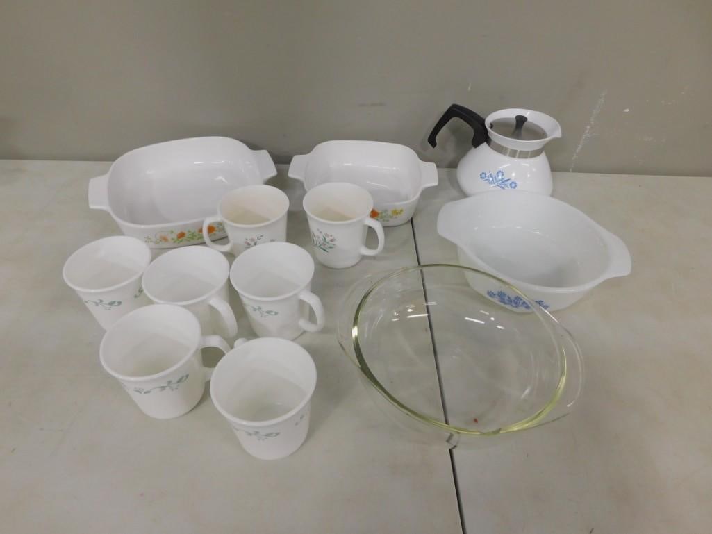 Kitchen Lot incl Casserole Dishes, Mugs, Etc: Kitchen Lot incl Casserole Dishes, Mugs, Etc All pictures are considered part of the description and should be examined carefully by bidders. Live Auctioneers is now offering Live Shipping through t