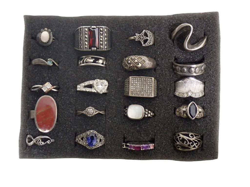 Lot of 20 Rings - Most are marked Sterling Silver (1 of 9)