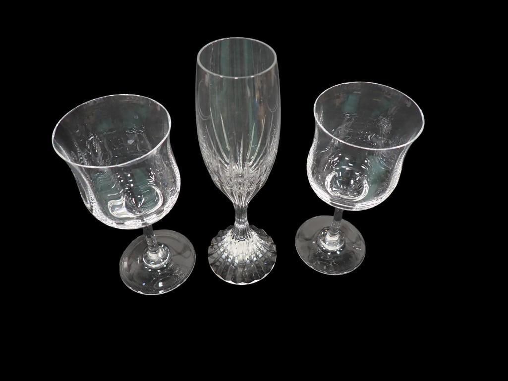 Baccarat Crystal Stemware: Two Water Goblets in the Capri Optic Pattern and One Champagne Flute in t (1 of 8)