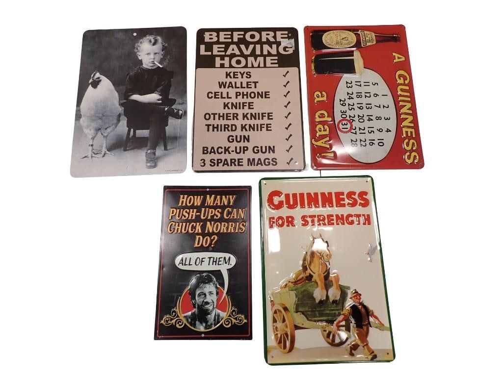 5 Metal Signs incl 2 Guiness Beer, How Many Push-Ups Can Chuck Norris Do?, Novelty (1 of 9)