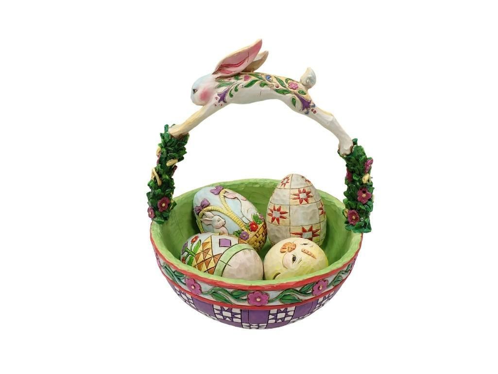 Vintage Jim Shore 2005 Springtime Surprises Heartwood Creek Basket and 4 Egg Set (1 of 9)