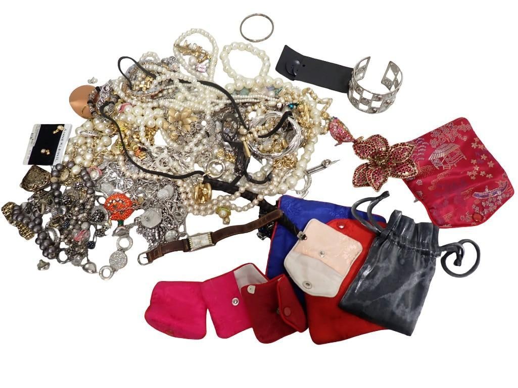 Large Lot of assorted Costume Jewelry including Vintage, Watch, Beads, Necklace, Bracelet, bags, etc (1 of 13)